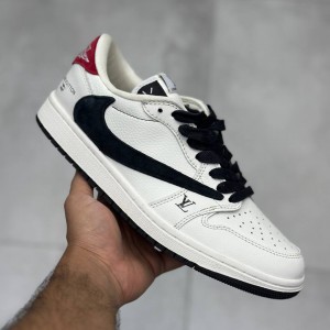 کفش نایک ایر جردن وان لو لویی ویتون سفید مشکی قرمز  Nike Air Jordan 1 Low Louis Vuitton White Black Red