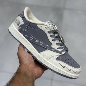 کفش نایک ایر جردن وان لو نورث فیس طوسی کرم Nike Air Jordan 1 Low The North Face Grey Cream