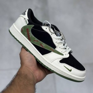 کفش نایک ایر جردن وان لو سوپریم بالنسیاگا مشکی سبز کرم Nike Air Jordan One 1 Supreme Balenciaga Black Green Cream