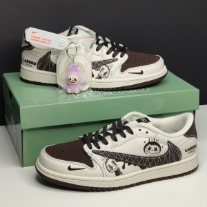 جردن وان لو لبوبو کرم قهوه ای Jordan 1 Low Labubu Cream Brown