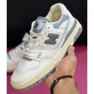 کفش نیوبالانس 550 سفید کرم طوسی 550 New Balance 550 Aime Leon Dore White Grey