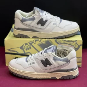 کفش نیوبالانس 550 سفید کرم طوسی 550 New Balance 550 Aime Leon Dore White Grey