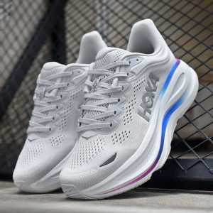 هوکا باندی 9 طوسی سفید رنگی Hoka Bondi 9 Cosmic Grey White Mesh 1162012-CYWH