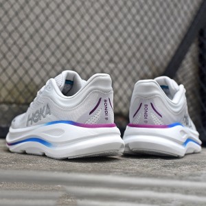 هوکا باندی 9 طوسی سفید رنگی Hoka Bondi 9 Cosmic Grey White Mesh 1162012-CYWH