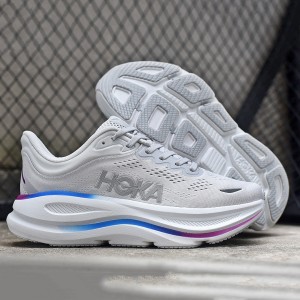 هوکا باندی 9 طوسی سفید رنگی Hoka Bondi 9 Cosmic Grey White Mesh 1162012-CYWH