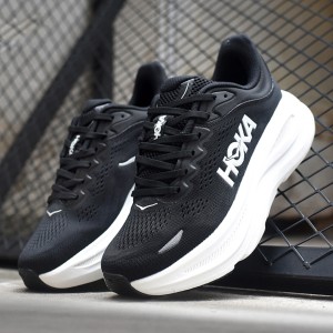 هوکا باندی 9 مشکی سفید Hoka Bondi 9 Black White 1162011-BWHT