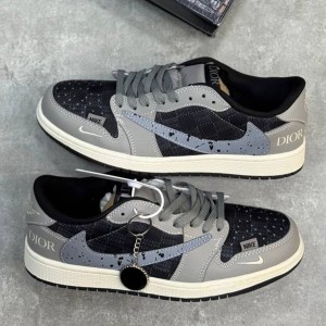 نایک ایر جردن وان لو دیور خاکستری Nike Air Jordan 1 Low Dior Grey Black