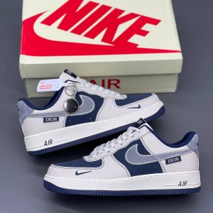 نایک ایرفورس وان دیور سرمه‌ای سفید استخوانی Nike Air Force 1 Dior Sail Navy