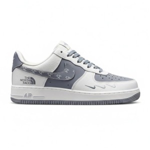 نایک ایرفورس وان نورث فیس طوسی سفید استخوانی Nike Air Force 1 The North Face Sail Grey