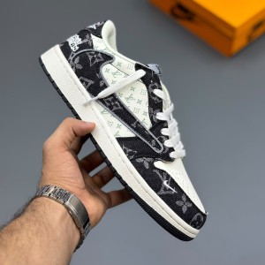 جردن وان لویی ویتون Air Jordan 1 Low Travis Scott Louis Vuitton Black Denim