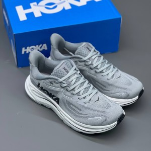 کفش هوکا کلیفتون 10 طوسی سفید مشکی Hoka Clifton 10