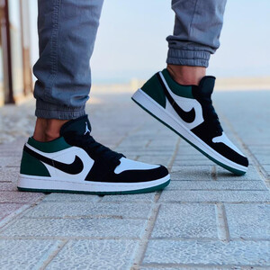 جردن وان وایت بلک گرین Jordan 1 Low White Black Mystic Green