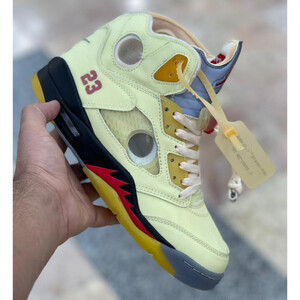نایک ایر جردن 5 رترو آف وایت Jordan 5 Retro OFF-WHITE Sail