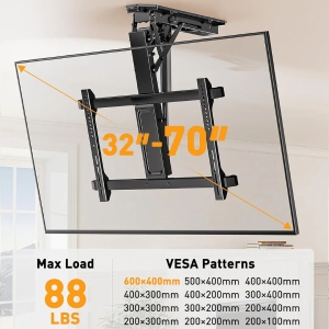 پایه تلویزیون سقفی برقی با کنترل از راه دور برای تلویزیون‌های 32 تا 70 اینچ