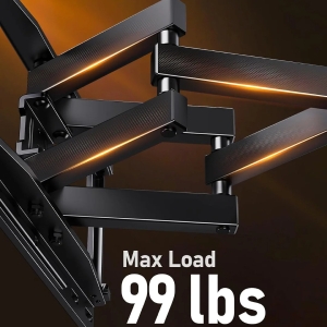 پایه دیواری تلویزیون دو بازو با چراغ‌های LED برای تلویزیون‌های 26 تا 65 اینچ