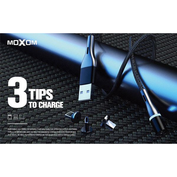 کابل تبدیل USB به لایتنینگ/ microUSB /USB-C موکسوم مدل MX-CB37 طول 1 متر