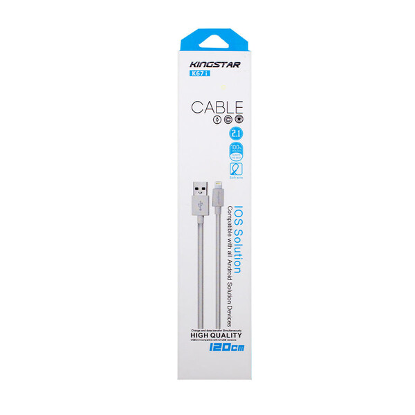 کابل تبدیل USB به لایتنینگ کینگ استار مدل k67i طول 1.2 متر