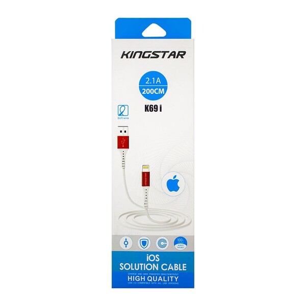 کابل تبدیل USB به لایتنینگ کینگ استار مدل k69i طول 2 متر