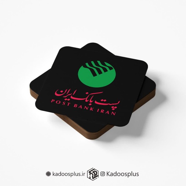 ست 6 عددی زیر لیوانی طرح پست بانک مشکی