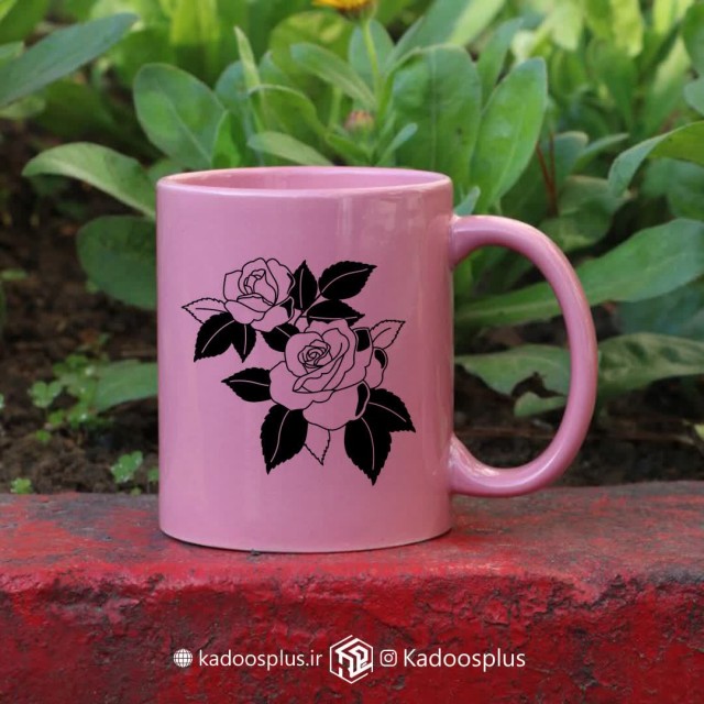 ماگ فول کالر صورتی با چاپ دلخواه