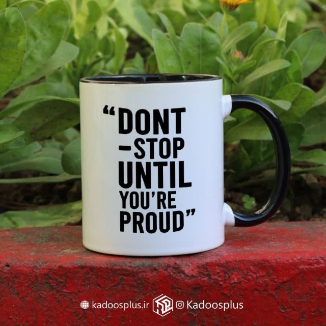 ماگ دسته و داخل رنگی مشکی با چاپ دلخواه