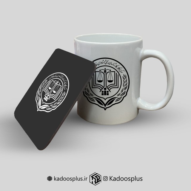 ماگ سفید سرامیکی به همراه زیر لیوانی