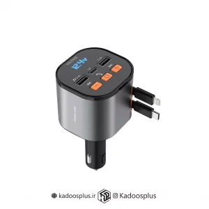 شارژر فندکی فلش‌خور چند‌کاره‌ی گرین لاین مدل FM Retractable 50W Car Charger