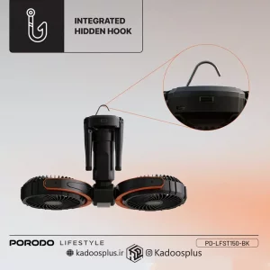 پنکه شارژی قابل حمل به همراه چراغ و پاوربانک پرودو مدل PD-LFST150