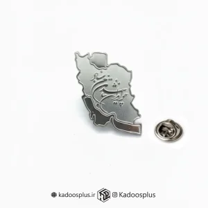 بج سینه نقشه ایران با حکاکی شعر نقره ای