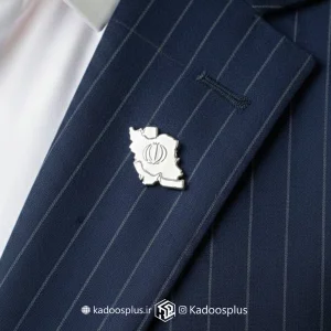 بج سینه نقشه ایران نقره ای با طرح الله