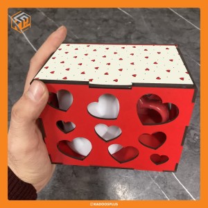 جعبه چوبی طرح قلب لیوان با قابلیت چاپ اختصاصی
