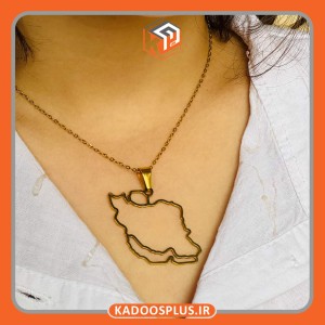 پلاک و زنجیر استیل رنگ ثابت طرح نقشه ایران