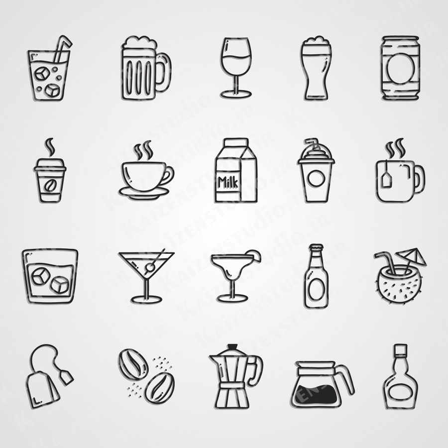 آیکون وکتور مدل  Doodle Beverages کد 15
