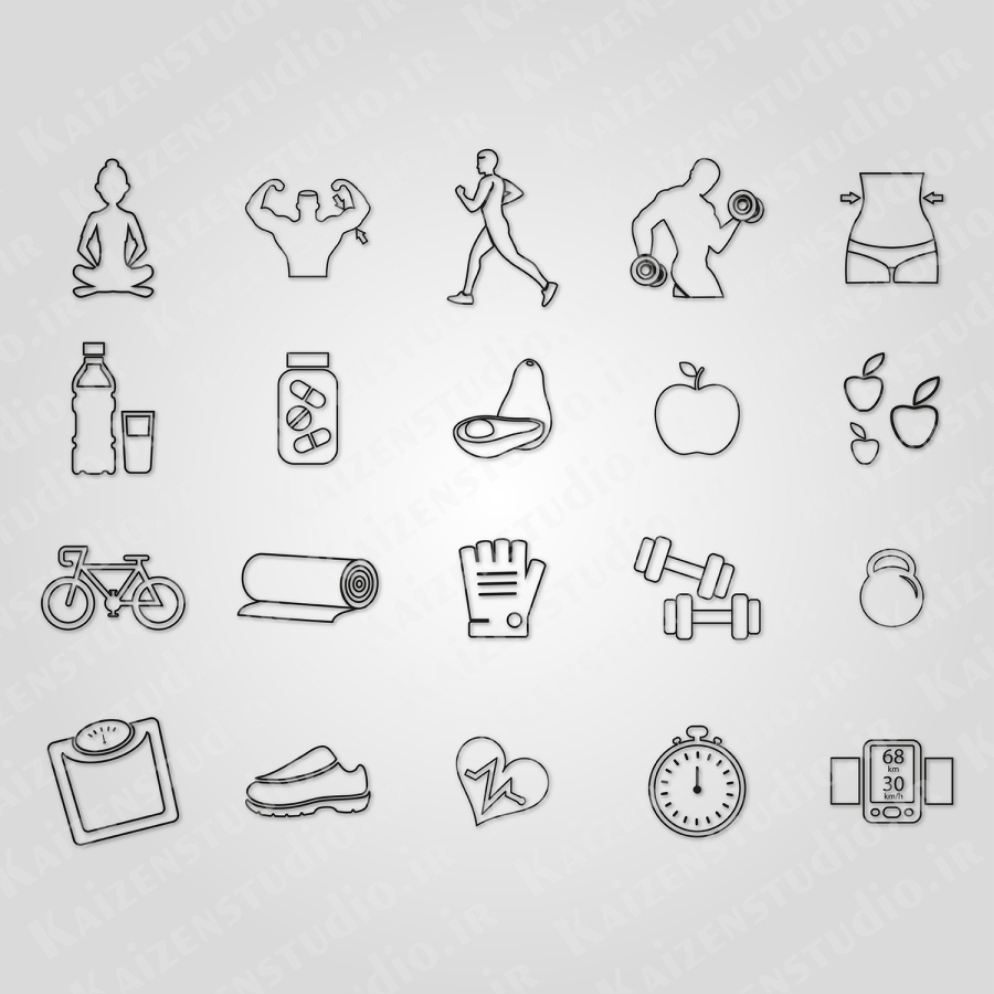 آیکون وکتور مدل سلامت و فیتنس Health & Fitness