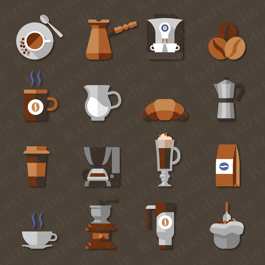 پک تصویرسازی وکتور مدل کافه و قهوه Coffee&Cafe