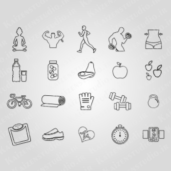 آیکون وکتور مدل سلامت و فیتنس Health & Fitness