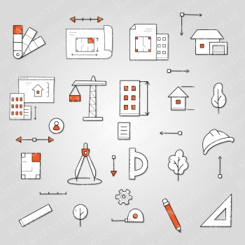 پک آیکون وکتور مدل معمار Doodle Architect