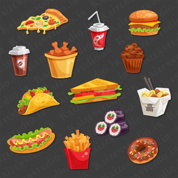 پک تصویرسازی وکتور مدل فست فود Fast Food