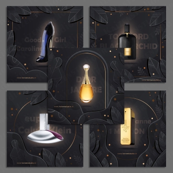 مجموعه قالب آماده پست اینستاگرام مدل Black Leaves