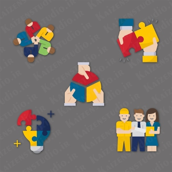پک آیکون فلت مدل کار گروهی Flat Group Work