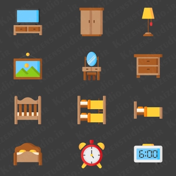 پک آیکون مدل لوازم خانه Furniture P2