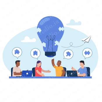 طرح وکتور لایه باز تصویرسازی مدل طوفان فکری Brain Storming