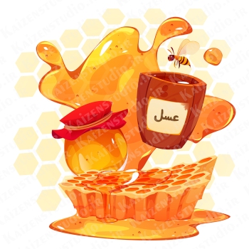 طرح وکتور لایه باز تصویرسازی مدل عسل Honey