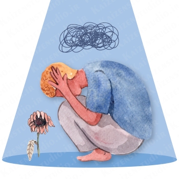 طرح وکتور لایه باز تصویرسازی مدل افسردگی Depression