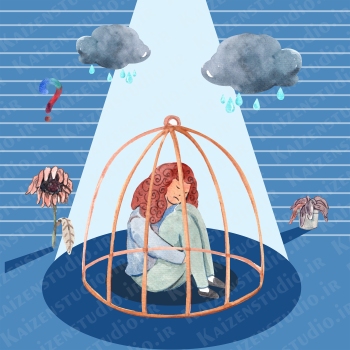طرح وکتور لایه باز تصویرسازی مدل افسردگی۳ Depression