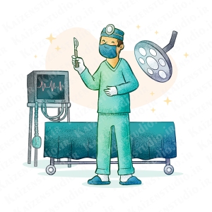 طرح وکتور لایه باز تصویرسازی کودک مدل جراح Surgeon