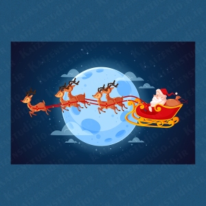 طرح وکتور لایه باز تصویرسازی مدل بابانوئل در آسمان Santa in The Sky