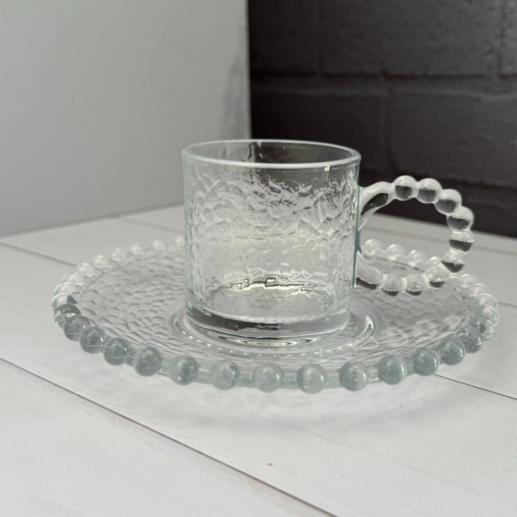 ست 6 نفره استکان و نعلبکی طرح یخیی دسته مروارید آنجل