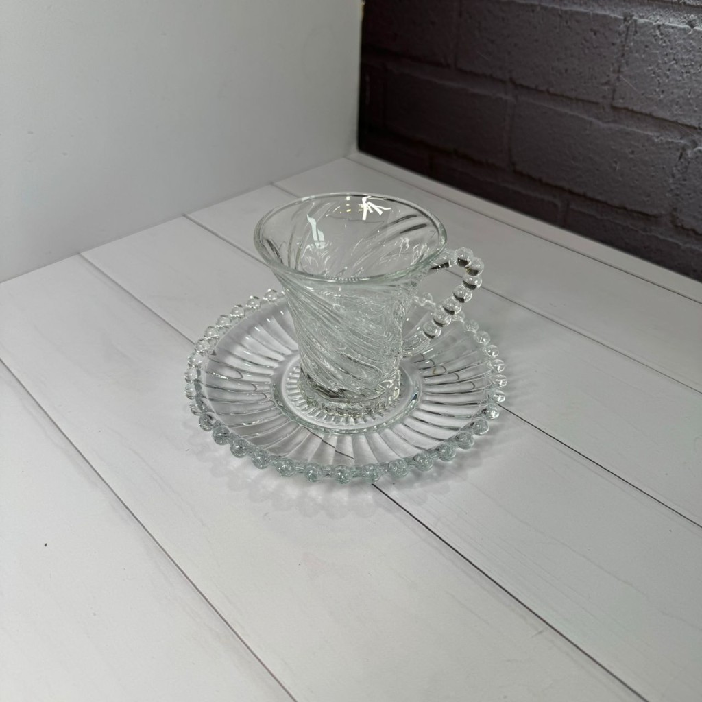 ست 6 نفره استکان و نعلبکی طرح خطی دسته منجوق آنجل