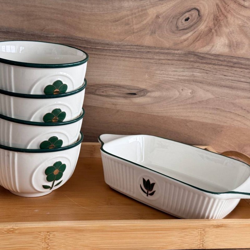 ست تابه وکاسه سرامیکی 5 پارچه